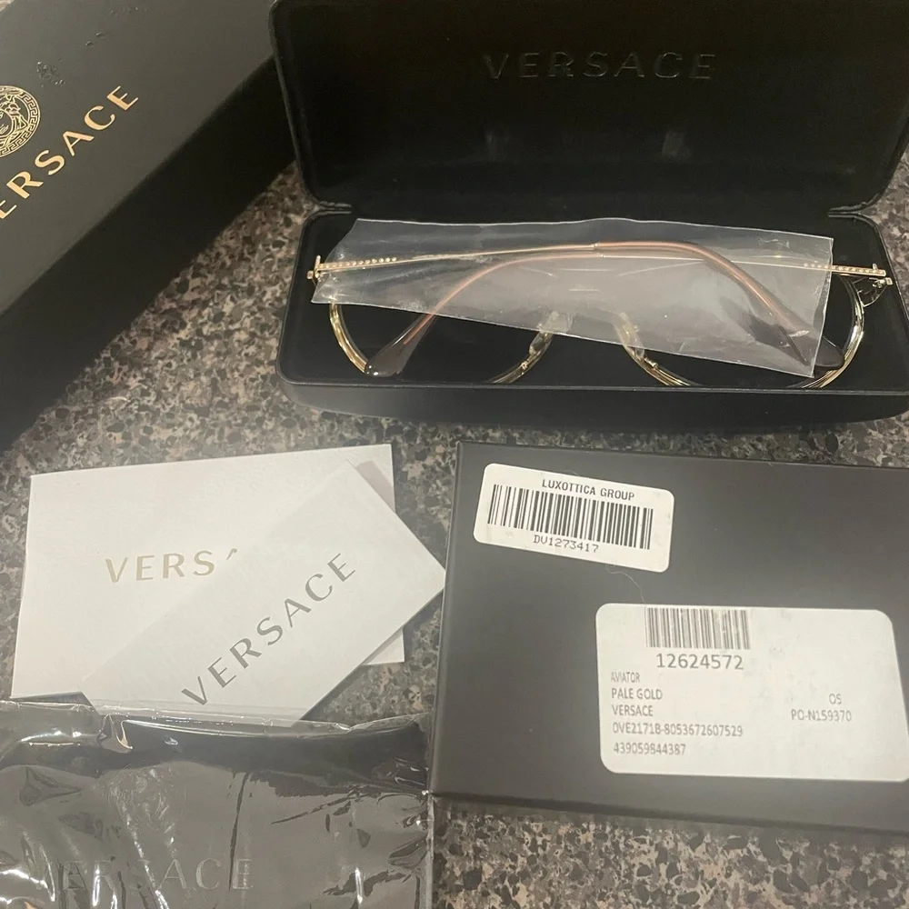 Versace Gold and Black Embellished Sunglasses - Picture 3 of 5